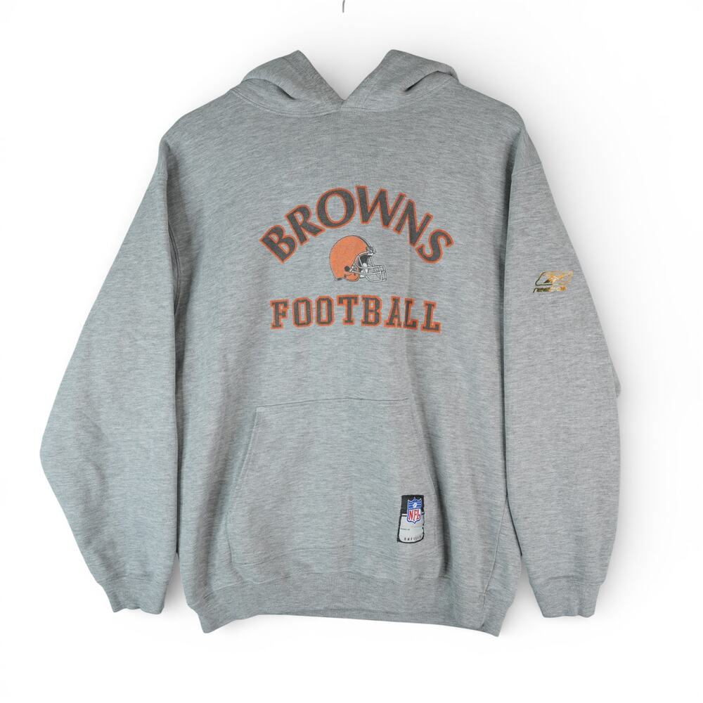 Vtg Reebok Hoodie Mens M Gray‎ Cleveland Browns NFL Team Football Y2K Sportswear